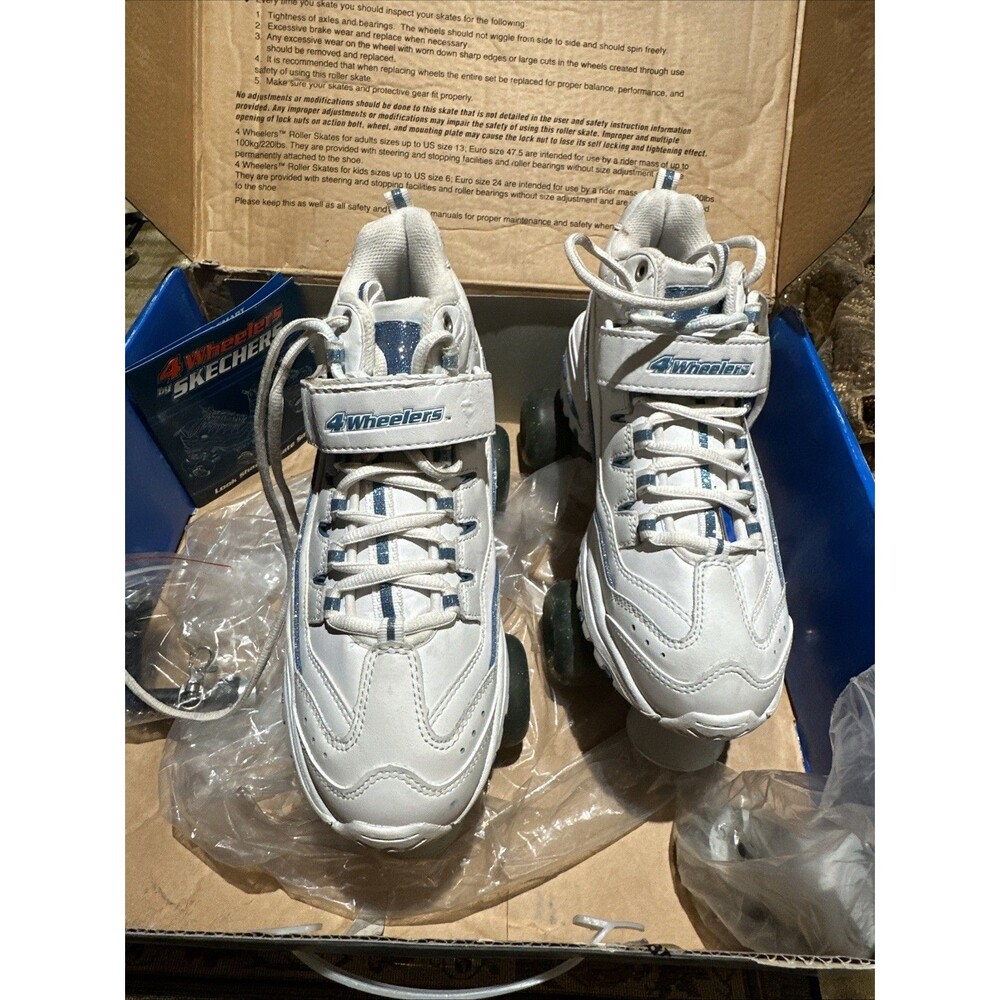 Skechers Sport 4 Wheelers Roller Skates. White/Carolina Blue. Size 9
